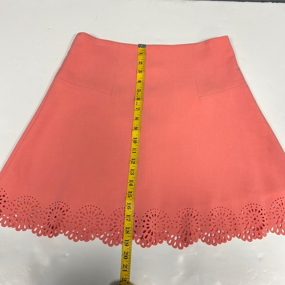 LOFT Coral Skirt A-Line Laser Cut Hem Career‎ Party Size 8 - Picture 9 of 9